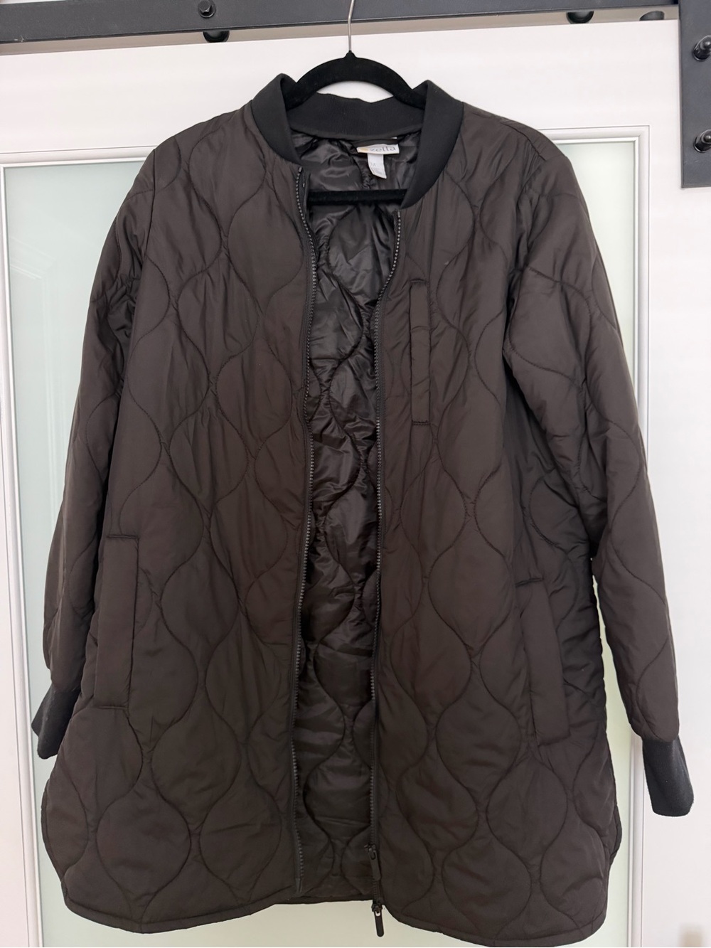 Zella Quilted Long Jacket - Black - Picture 1 of 4